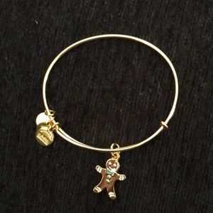 NWOT Gold Alex and Ani Gingerbread man bracelet